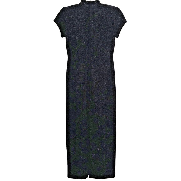 VTG Cheongsam Qipao Gown Womens Sz 4P Black Velvet Sparkle Mandarin Maxi Dress - Picture 6 of 15